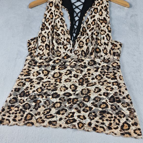 Vintage Guess Halter Top Animal Print Womens Sz Large Y2K Festival Goth Preppy - Picture 4 of 15